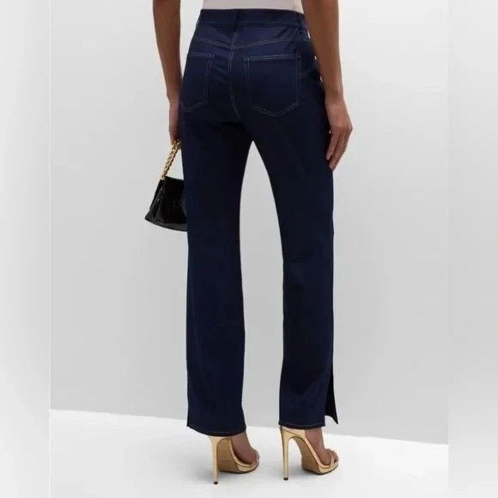 Elie Tahari womens The Gavi Slit Knit Jeans size 2 Midnight Blue 31" inseam $295 - Picture 4 of 16